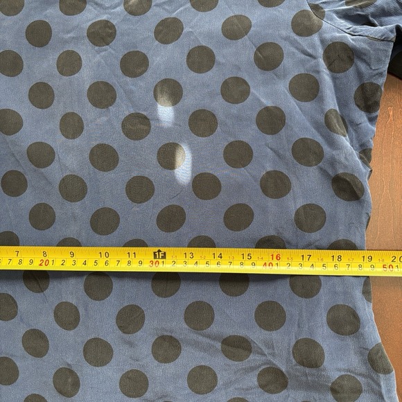 100%Silk Blue Polka Dot Shift Dress Sz‎ L Preppy Old Money Classic Tradwife Norm - Picture 14 of 16